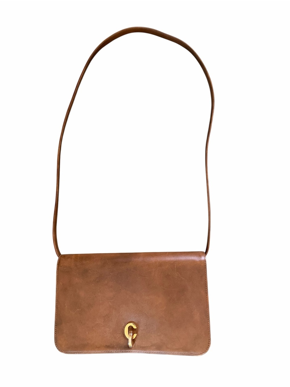 Vintage Dior Brown Leather Shoulder Bag